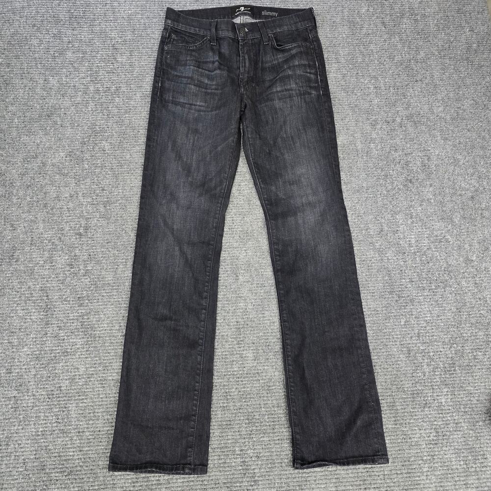 7 For All Mankind Slimmy Jeans Mens 29x32 Black Luxe Performance Slim Fit
